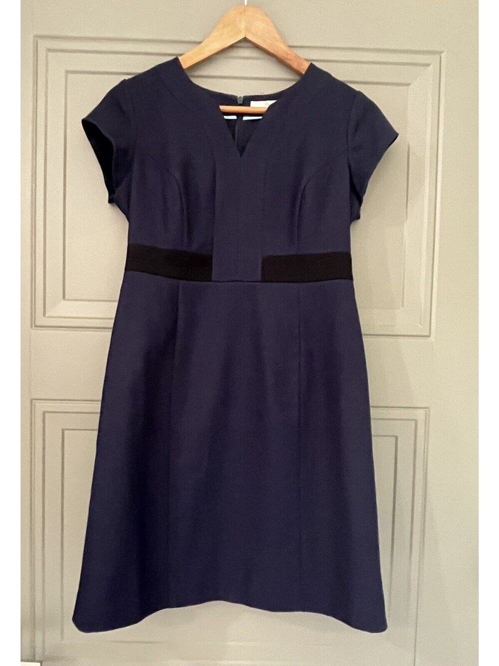 Boden Navy Blue Tapestry Sheath Dress 6 p petite 6p